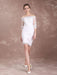 Short Wedding Dresses Sheath Lace Bridal Dress Ivory Off The Shoulder Half Sleeve Illusion Knee Length Column Wedding Reception Dress misshow