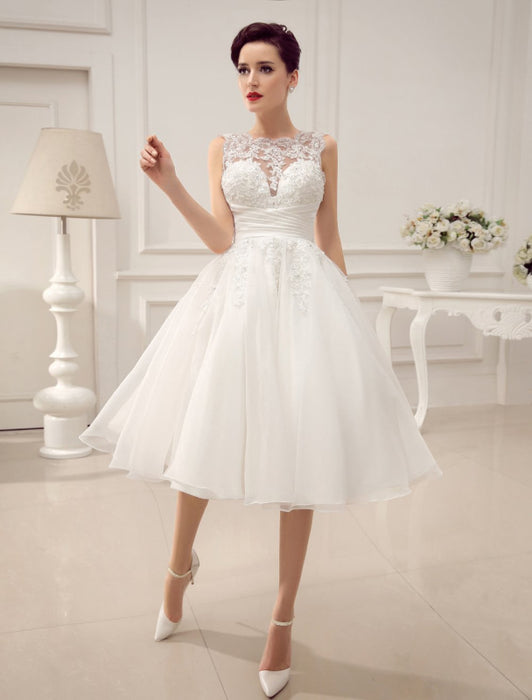 Vintage 1950's Lace Short Bridal Dress Backless-Bridelily Vintage 1950's Lace Short Bridal Dress Backless-Bridelily