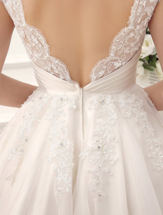 Short Wedding Dresses Vintage 1950's Bridal Gown Backless Lace Beading Pleated Sequins Illusion Wedding Reception Dress With misshow