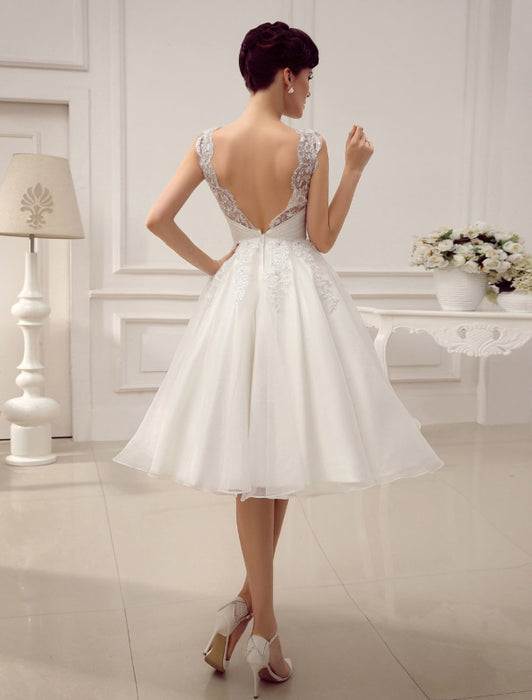 Vintage 1950's Lace Short Bridal Dress Backless-Bridelily Vintage 1950's Lace Short Bridal Dress Backless-Bridelily
