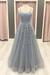 Silver Tulle Net A-Line Prom Dress