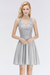 Silver V-Neck Short Lace Bridesmaid Dresses