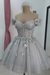 Silver Sparkly Off Shoulder Tulle Homecoming Dresses Short 