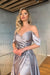 675. Silver Off-the-Shoulder Mermaid Prom Dress with Slit