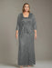Plus Size 2-Piece Mother of the Bride Dress Set with Square Neck and Floor-Length Sheath