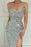 Silver Sequin Split Strapless Mermaid Long Prom Dress - ED501