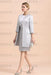 Silver Short Mother Of the Bride Dress Knee-Length Two Pieces Wedding Guest Outfits - Prom Dresses