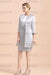 Silver Short Mother Of the Bride Dress Knee-Length Two Pieces Wedding Guest Outfits - Prom Dresses