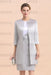 Silver Short Mother Of the Bride Dress Knee-Length Two Pieces Wedding Guest Outfits - Prom Dresses