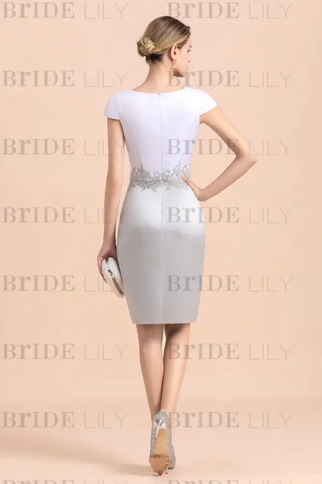 Silver Short Mother Of the Bride Dress Knee-Length Two Pieces Wedding Guest Outfits - Prom Dresses