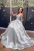 Silver Simple A Line V Neck Backless Yellow Long Prom Dresses