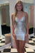 Silver Sparkly Beaded Tight Short Homecoming Dress