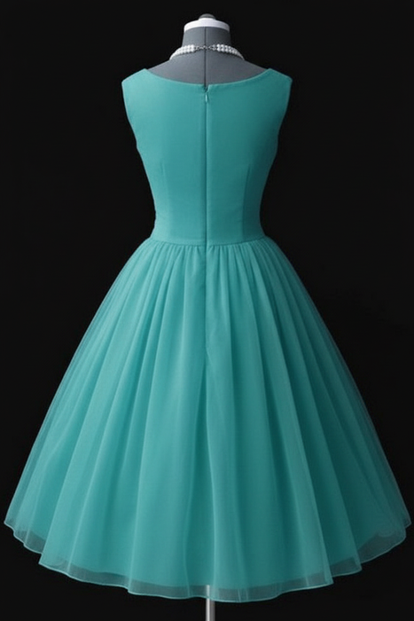 Turquoise Simple A Line Chiffon Short Prom Dresses tulle Homecoming Dresses