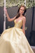 Simple A Line V Neck Backless Yellow Long Prom Dresses