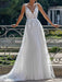simple wedding dress 2021 a line v neck straps sleeveless lace appliqued tulle bridal gown