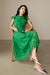 Simple Cap Sleeves Aline Green Lace Dress Tea Length Casual Wear Dress - Dresses
