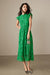 Simple Cap Sleeves Aline Green Lace Dress Tea Length Casual Wear Dress - Green / S - Dresses