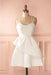 Simple Ivory Spaghetti Strap Satin Short Prom Dress Cute Mini Homecoming Dresses - Prom Dresses