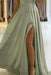 Satin Prom Dress With Spaghetti Straps and Slit
