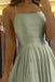 Dusty Sage Satin Prom Dress With Spaghetti Straps and Slit