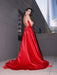 A-Line/Princess Satin Ruffles V-neck Sleeveless Sweep/Brush Train Dresses - Prom Dresses