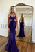 Simple Red Spaghetti Strap Long Mermaid Prom Dress with Taping Detail