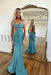 Simple Red Spaghetti Strap Long Mermaid Prom Dress with Taping Detail
