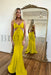 Simple Red Spaghetti Strap Long Mermaid Prom Dress with Taping Detail