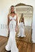 Simple Red Spaghetti Strap Long Mermaid Prom Dress with Taping Detail