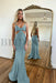 Simple Red Spaghetti Strap Long Mermaid Prom Dress with Taping Detail