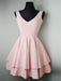 Cheap Simple V Neck Pink Homecoming Dresses Short Prom Dresses Online, Cute Pink Graduation Dresses, Formal Dresses, Evening Dresses