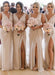 Simple V Neck Sleeveless Sheath Pleated Chiffon Bridesmaid Dress with Split