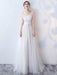 Simple Wedding Dress 2021 A Line Jewel Neck Sleeveless Bows Lace Tulle Bridal Dresses