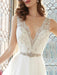 Simple Wedding Dress 2021 A Line V Neck Sleeveless Floor Length Lace Bridal Gowns