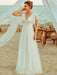 Simple Wedding Dress 2021 A Lne V Neck Short Sleeve Floor Length Tulle Beach Wedding Party Dresses Bridal Gowns