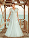 Simple Wedding Dress 2021 A Lne V Neck Short Sleeve Floor Length Tulle Beach Wedding Party Dresses Bridal Gowns