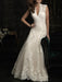Simple Wedding Dress Lace V Neck Sleeveless floor length backless Tulle Bridal Gowns with Train
