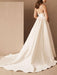 Simple Wedding Dress Satin V Neck Sleeveless Pockets A Line Bridal Gowns