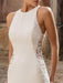 Simple Wedding Dress Lycra Spandex Jewel Neck Sleeveless Lace Mermaid Bridal Dresses