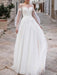 simple wedding dresses 2021 a line illusion neck long sleeve lace applique tulle boho wedding gowns