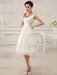 Simple Wedding Dresses Ivory Wedding Dress Knee-Length Backless Straps Lace Bridal Dress