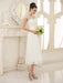 Simple Wedding Dresses Ivory Lace Chiffon Beach Wedding Dress with Beaded misshow