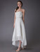 Simple Wedding Dresses Lace High Low Strapless Sash Asymmetrical Short Bridal Dress