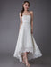 Simple Wedding Dresses Lace High Low Strapless Sash Asymmetrical Short Bridal Dress