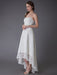 Simple Wedding Dresses Lace High Low Strapless Sash Asymmetrical Short Bridal Dress
