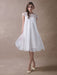 Simple Wedding Dresses Short Empire Waist Lace Tulle Cap Sleeve Pregnant Bridal Dress