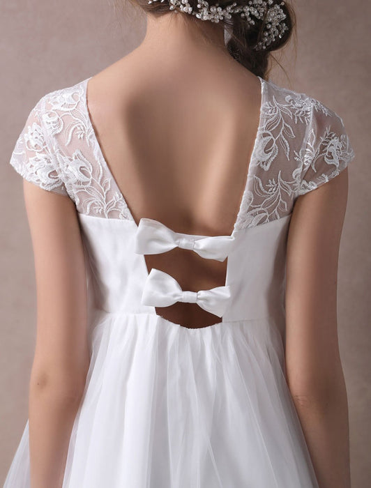 Simple Short Wedding Dresses Cap Sleeve Pregnant Bridal Dress-Bridelily Simple Short Wedding Dresses Cap Sleeve Pregnant Bridal Dress-Bridelily