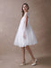 Simple Wedding Dresses Short Empire Waist Lace Tulle Cap Sleeve Pregnant Bridal Dress