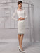 Simple Wedding Dresses 2021 Short Long Sleeve Illusion Neckline koyhole Knee length Sheath Bridal Dress misshow