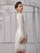 Simple Wedding Dresses 2021 Short Long Sleeve Illusion Neckline koyhole Knee length Sheath Bridal Dress misshow